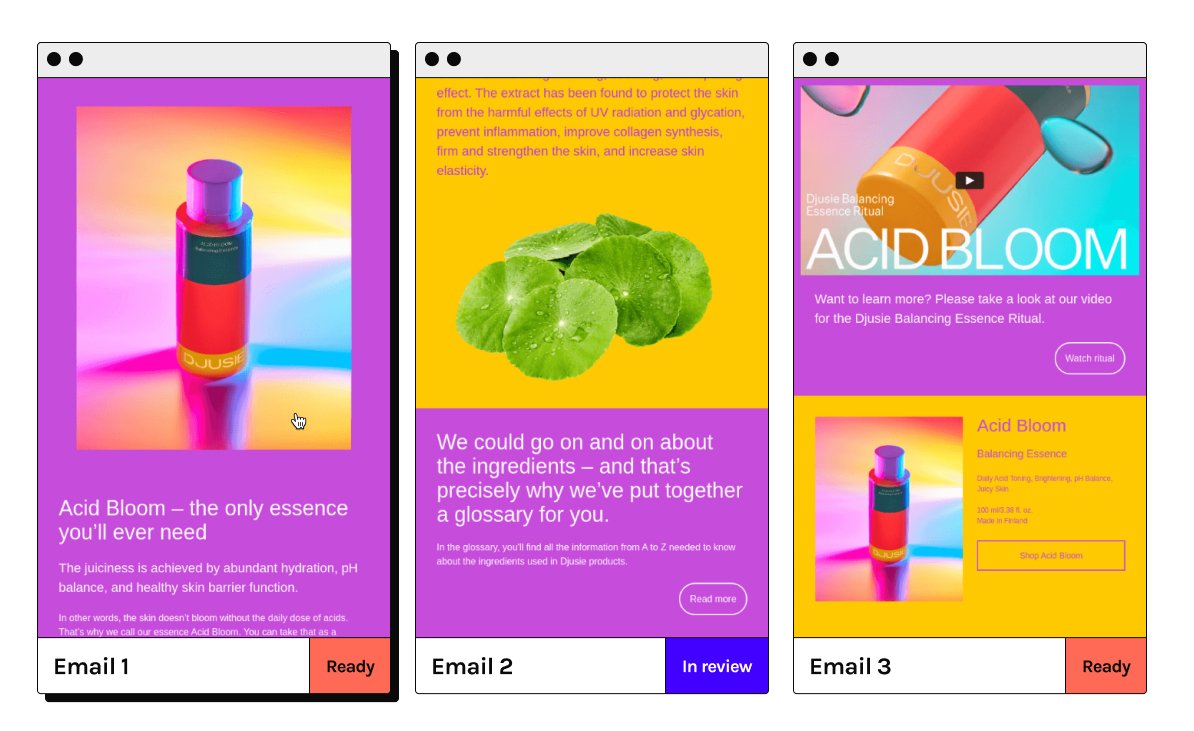 Email campaign screens