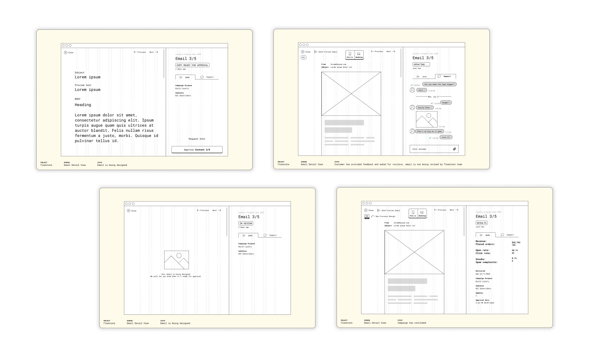 Flowstate wireframes