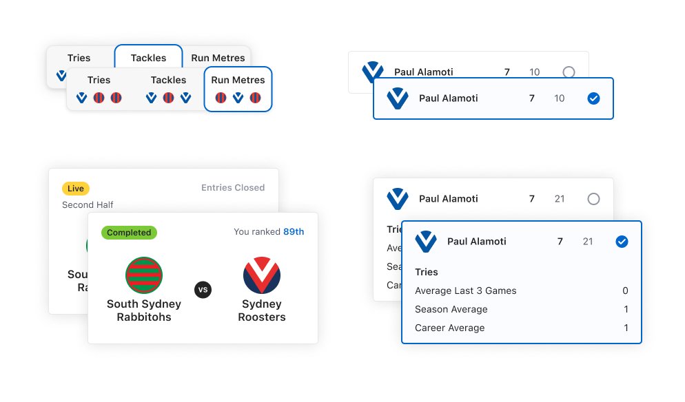 Sports app components